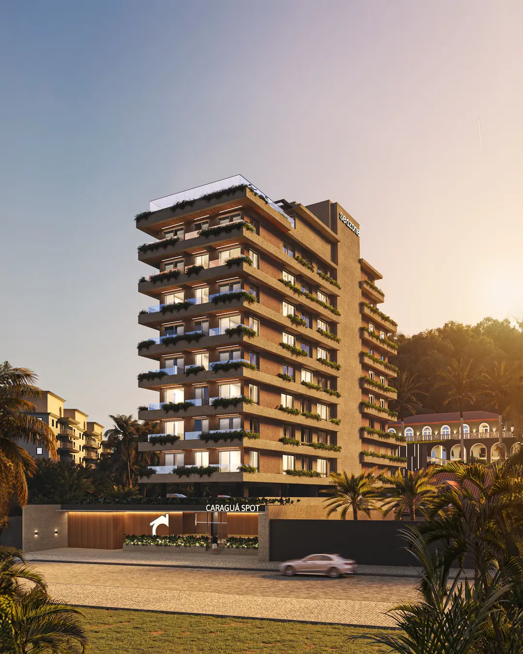 Fachada do condomínio residencial Caraguá Spot